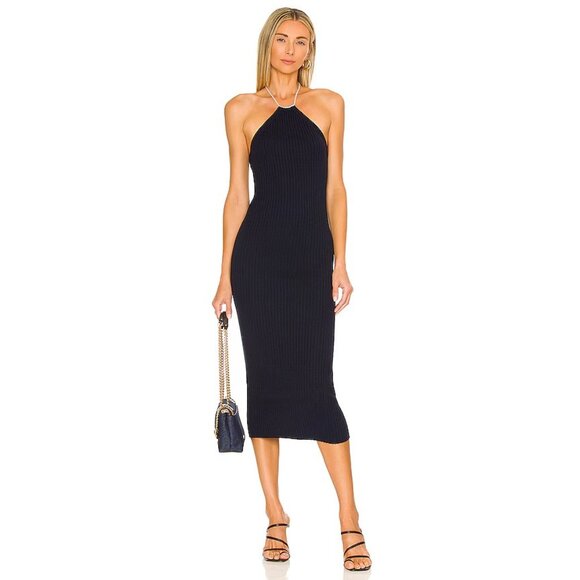 Line & Dot Elizabeth Pearl Neck Midid Dress in Sapphire Blue - Picture 1 of 3